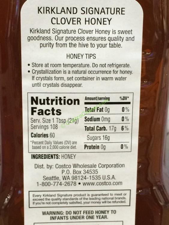 Kirkland Signature Pure Clover Honey 5 Pound Container CostcoChaser