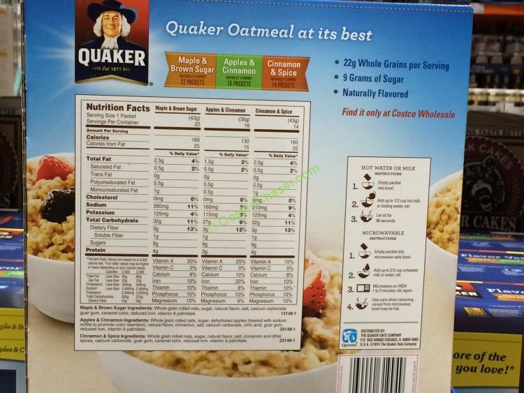 costco-934299-quaker-instant-oatmeal-chart2 - CostcoChaser