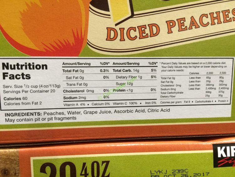 Costco837832KirklandSignatureDicedPeachCupschart CostcoChaser