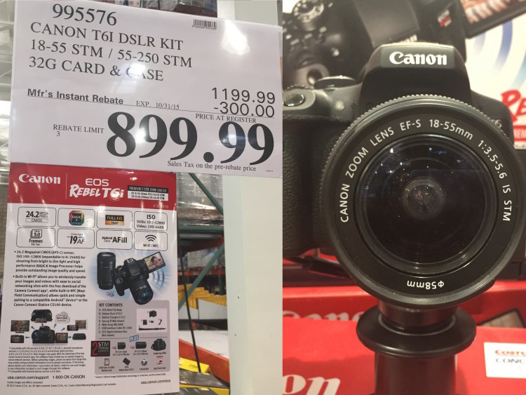 Canon T6i DSLR Kit with 18-55mm STM & 55-250mm STM Lens at Costco