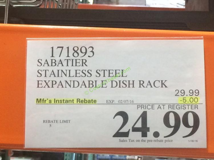 costco171893sabatierstainlesssteelexpandabledishracktag CostcoChaser
