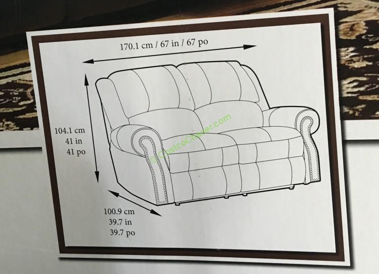 costco905598berklinerecliningleatherloveseatdimension CostcoChaser