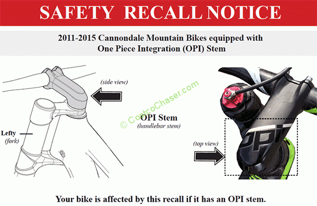 Costco Cannondale Bicycle Recall 2015