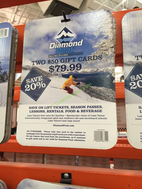 Diamond Peak 2 $50 Gift Cards
