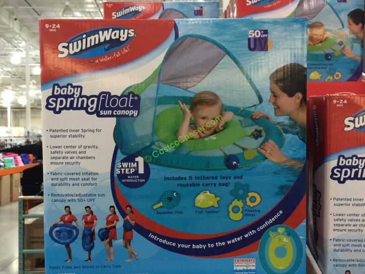 Swimways Baby Spring Float Sun Canopy Includes 5 Tethered Toys And Reusable C... 