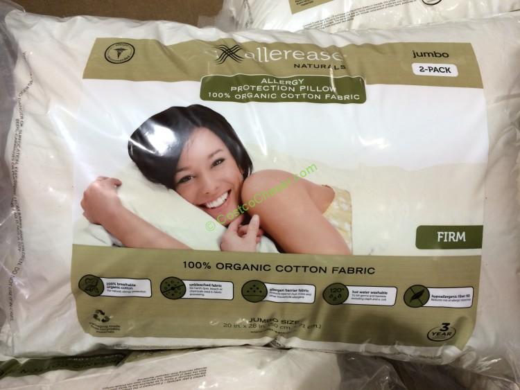 Allersase Naturals Organic Cotton Cover  Jumbo Pillow, 2 Pack