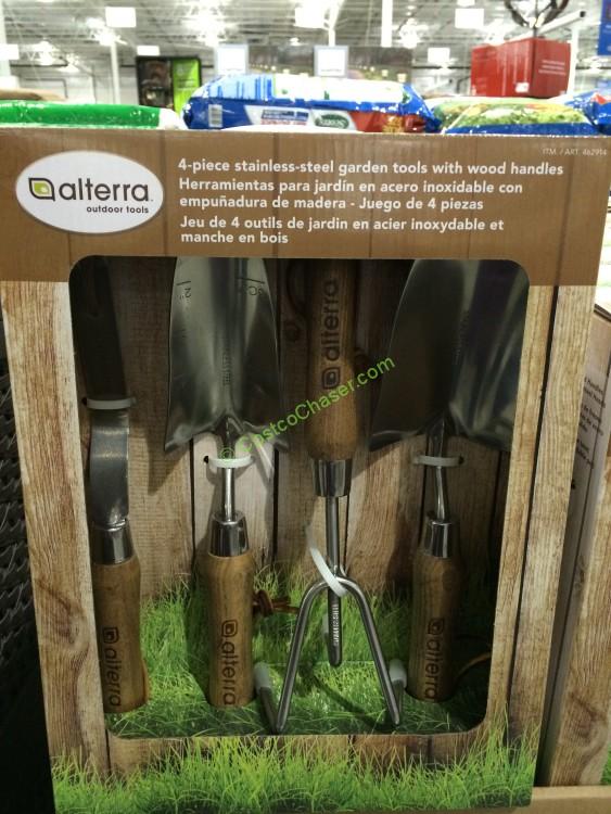 Alterria Wood Handle Stainless Garden Tools 4 Piece Set