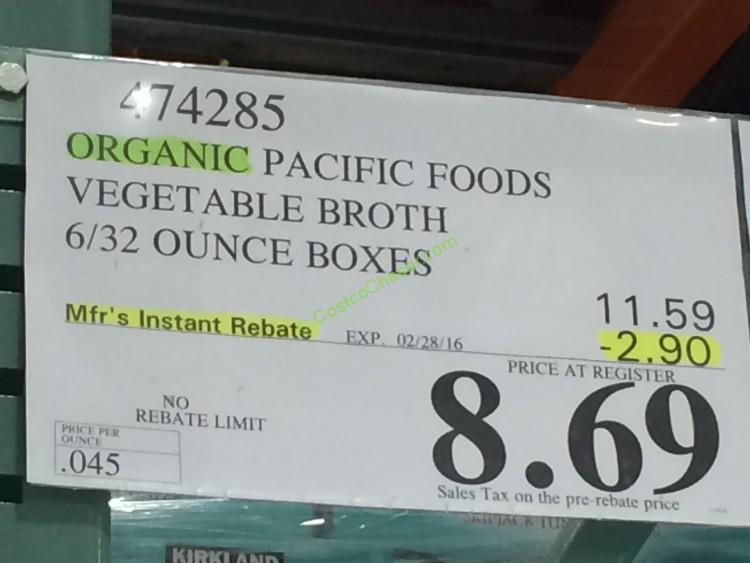 Organic Pacific Foods vegetable Broth 6/32 oz CostcoChaser