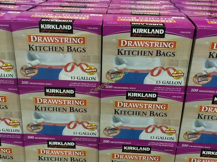 costco50787KirklandSignature 13GallonWhiteDrawstringKitchenBag