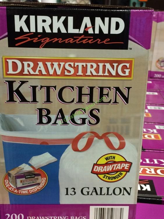costco50787KirklandSignature 13GallonWhiteDrawstringKitchenBag