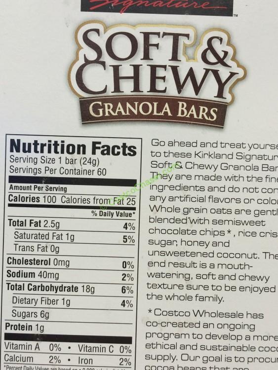 Kirkland Signature Soft & Chewy Chocolate Chip Granola Bars 60 Ct
