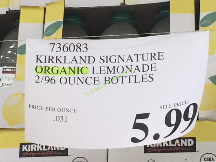 Kirkland Signature Organic Lemonade 2/96 Ounce Bottles CostcoChaser