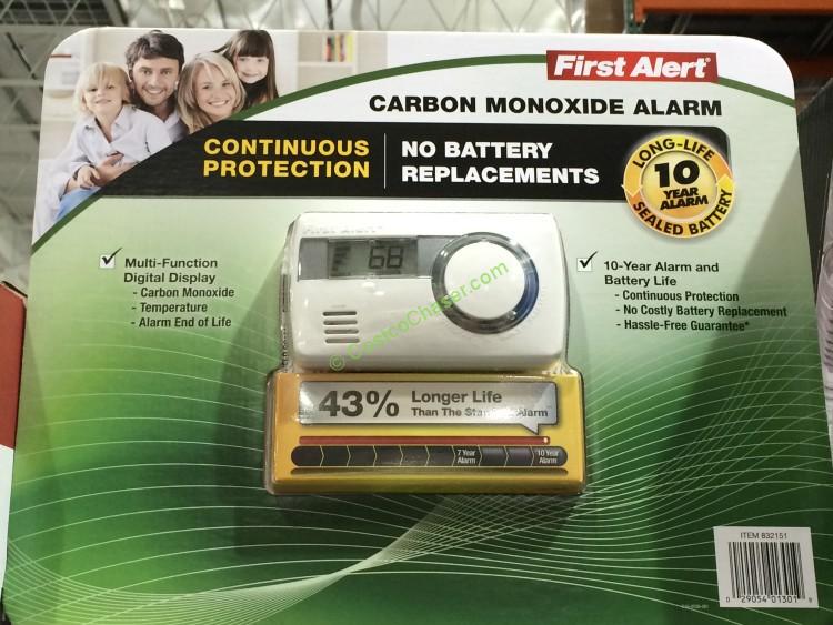 832151 First Alert Carbon Monoxide Alarm Detector Digital 10-Year Battery New 