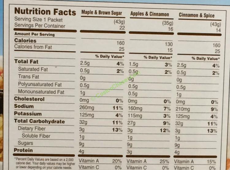 costco934299quakerinstantoatmealchart CostcoChaser
