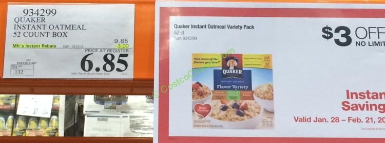 Quaker Instant Oatmeal 52 Count