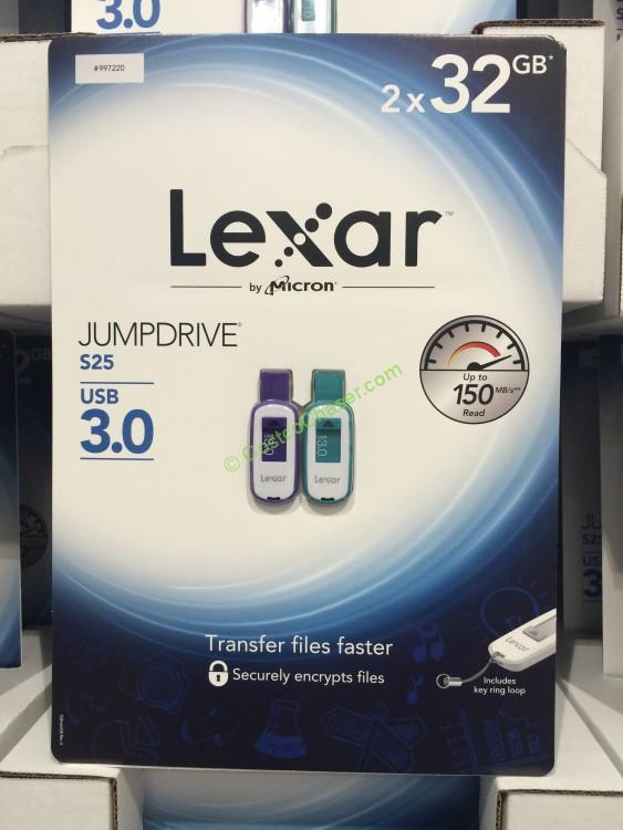Lexar JumpDrive S25 32GB USB 3.0 Flash Drive, 2-pack
