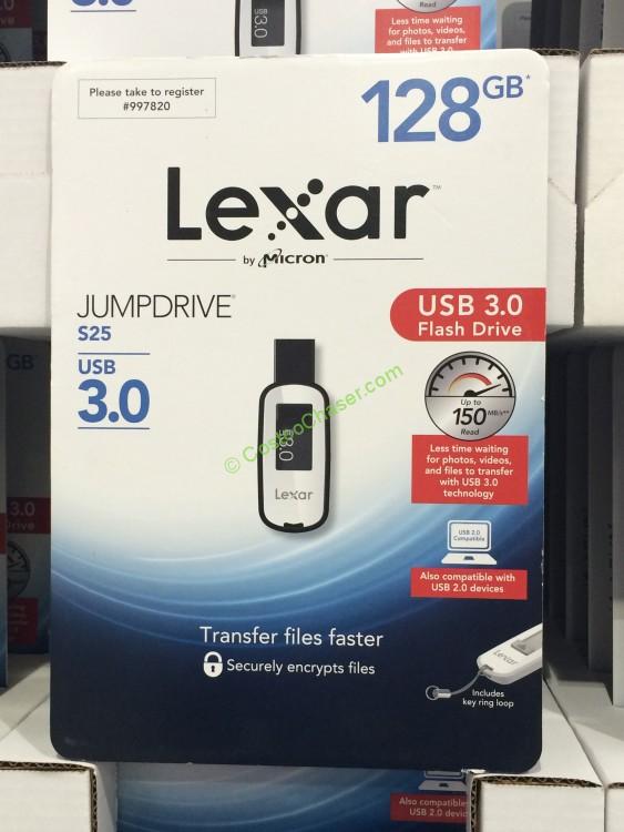 Lexar JumpDrive S25 128GB USB 3.0 Flash Drive, LIDS25-128ABCN