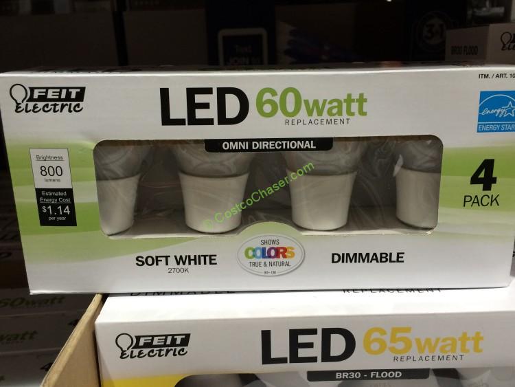 Feit Dimmable LED Light Bulb 60 Watt Replacement 4 Pack