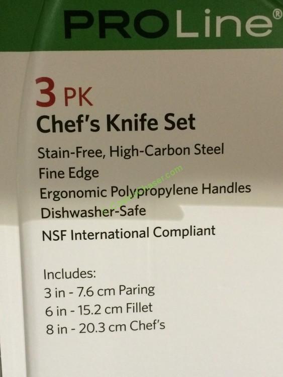 Tramontina 3PK Knife Set with 8” Chef 3” Paring and 6” Fillet