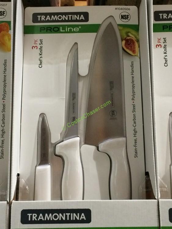 Tramontina 3PK Knife Set with 8” Chef  3” Paring  and  6” Fillet