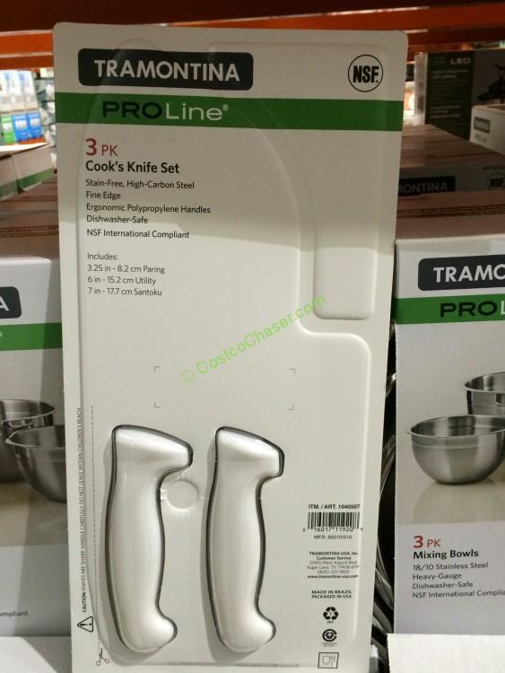Tramontina 3PK Knife Set with 6” Util 3” Paring + 7” Santoku CostcoChaser