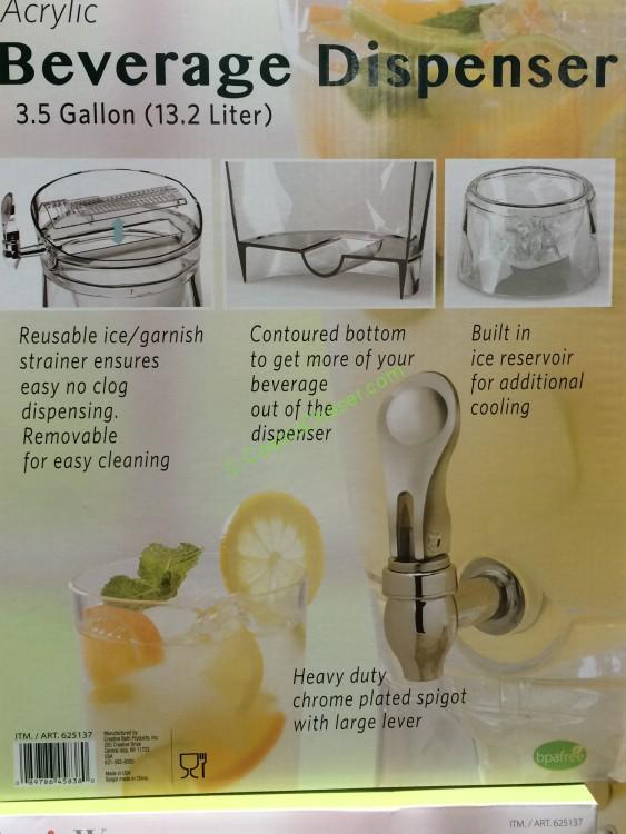 costco625137creativeware3.5gallowacrylicbeveragedispenserspec1