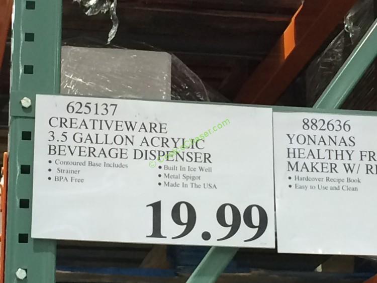 costco625137creativeware3.5gallowacrylicbeveragedispensertag