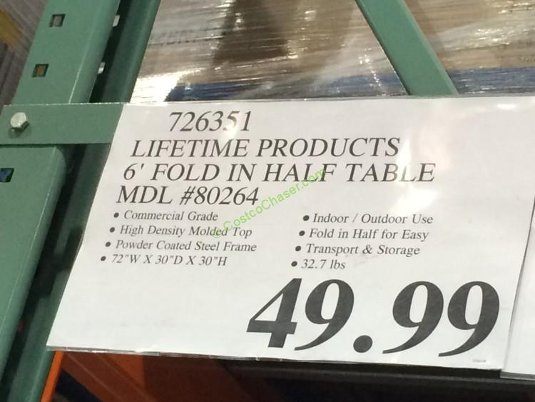 Lifetime 6’ Fold in Half Table 80264 CostcoChaser