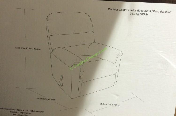 costco-727837-franklin-fabric-recliner-size