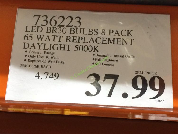 Feit Dimmable BR30 LED Bulbs 8 Pack 65 Watt Replacement Daylight 5000K CostcoChaser