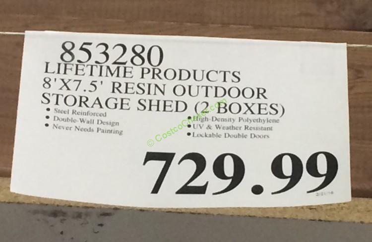Lifetime Products 8′ x 7.5′ Resin Outdoor Storage Shed 