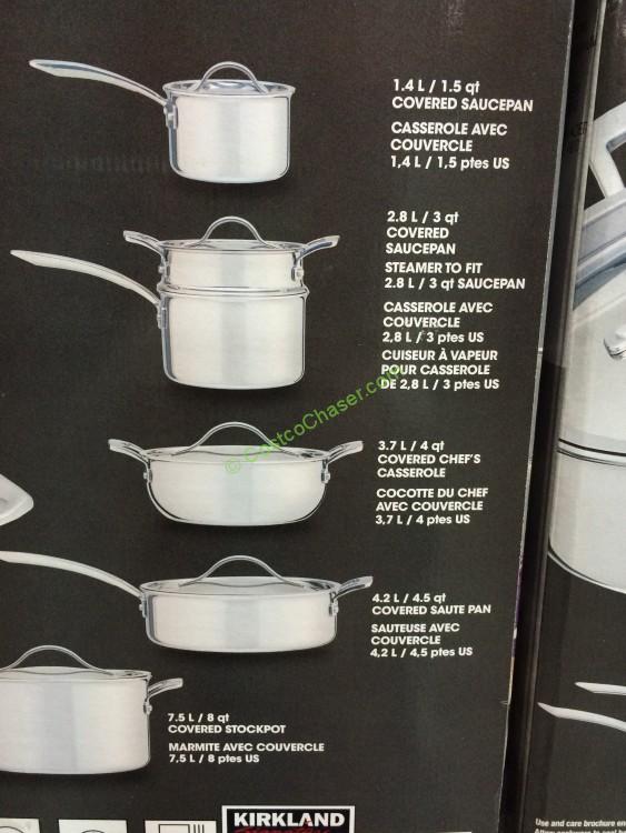 Kirkland Signature 13-PC Stainless Steel Tri-Ply Clad Cookware