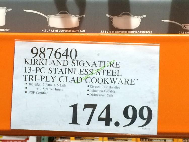 Kirkland Signature 13PC Stainless Steel TriPly Clad Cookware