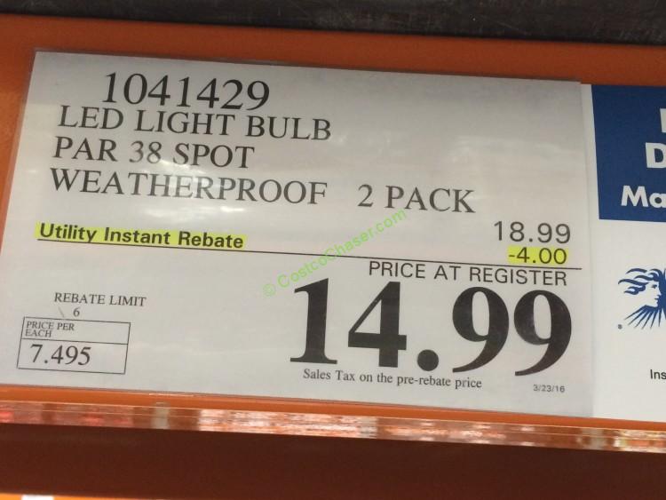 costco1041429ledlightbulbpar38spotweatherprooftag CostcoChaser