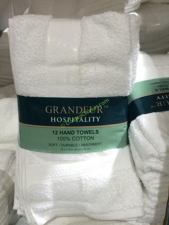12 x Grandeur Hospitality Hand Towels 100% cotton 16"x30" Soft Durable Absorbent 