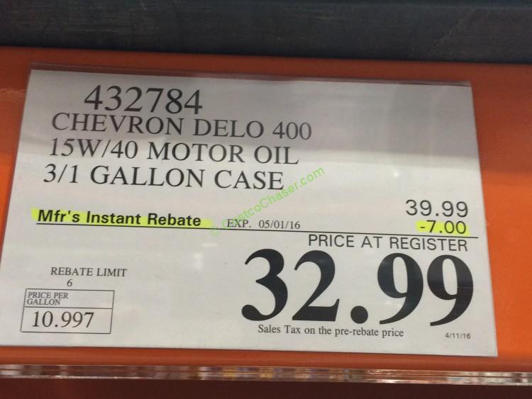 costco432784chevrondelo40015w40motoroiltag CostcoChaser