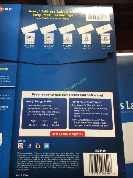 costco579419averydennisonlaserinkjetlabelsdualtech4200back