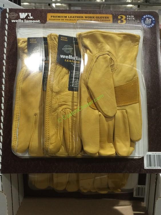 Wells Lamont Premium Leather Work Gloves 3 Pair Pack Large 