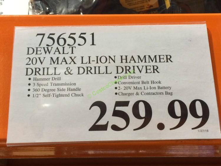 costco756551dewalt20vmaxliionhammerdrilldrilldrivertag