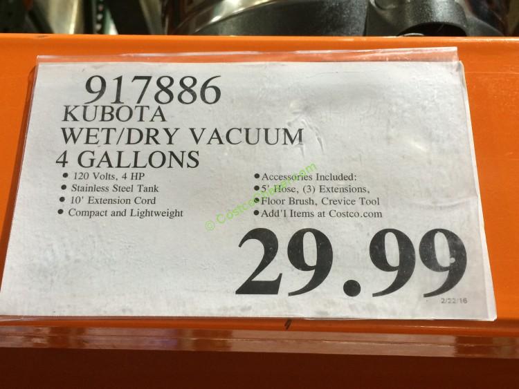 Kubota Wet/Dry Vacuum 4 Gallons CostcoChaser