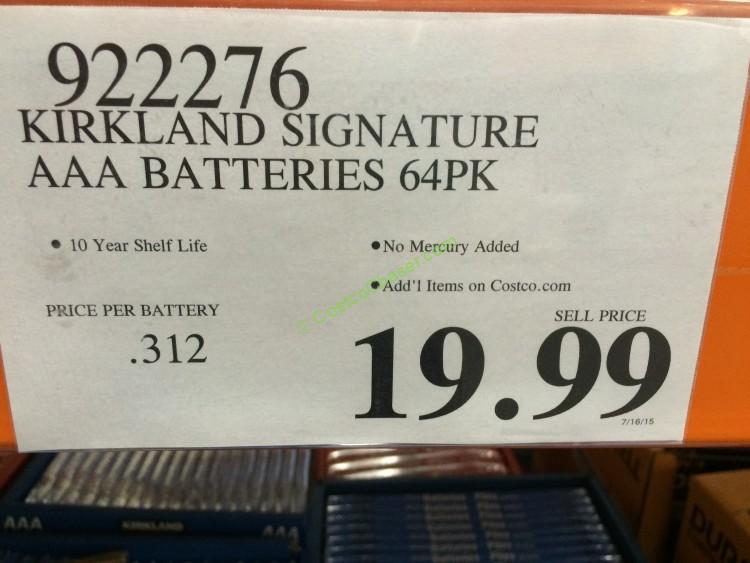 Kirkland Signature Alkaline Batteries. AA 72 PK or AAA 64 PK CostcoChaser