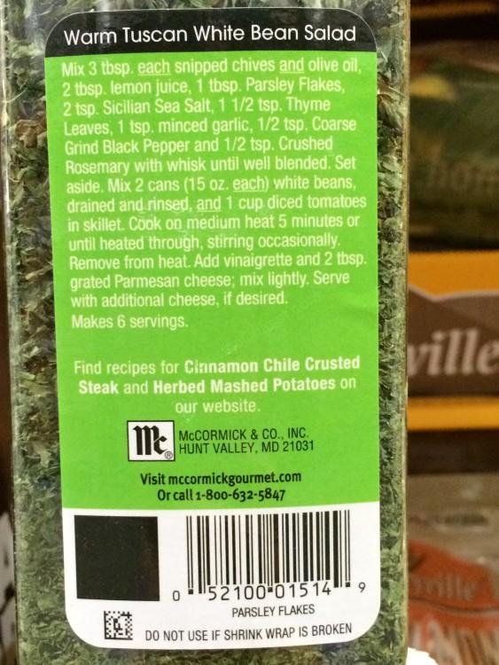 MCCORMICK Parsley Flakes 2.5 Ounce Container CostcoChaser