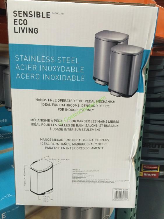 costco707371ekousa12lstainlesssteelsteptrashcan2pkback CostcoChaser