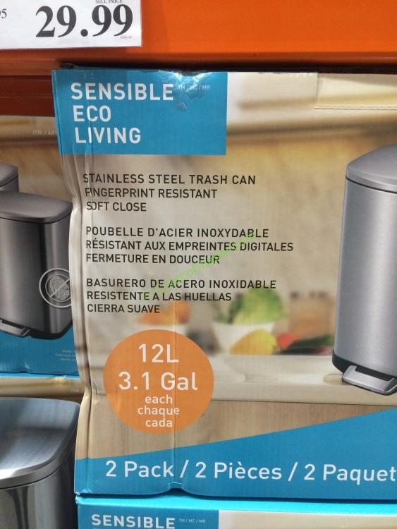 costco707371ekousa12lstainlesssteelsteptrashcan2pkinf