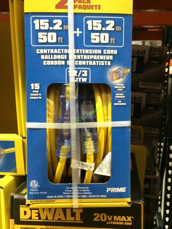 50 Foot 12/3 SJTW Extension Cord 2 PACK