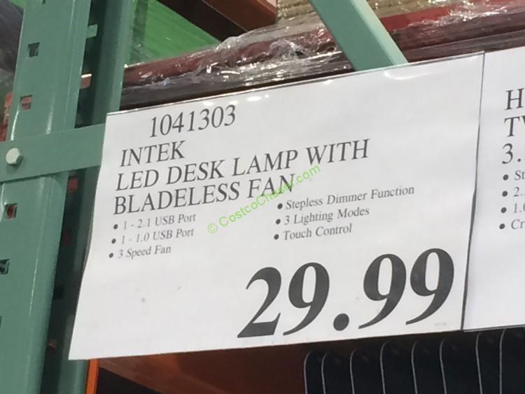 Costco 1041303 Intek Led Desk Lamp With Bladeless Fan Tag