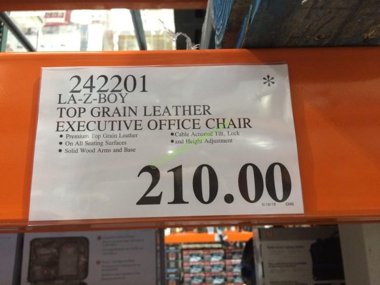 costco242201lazboytopgrainleatherexecutivepfficechairtag