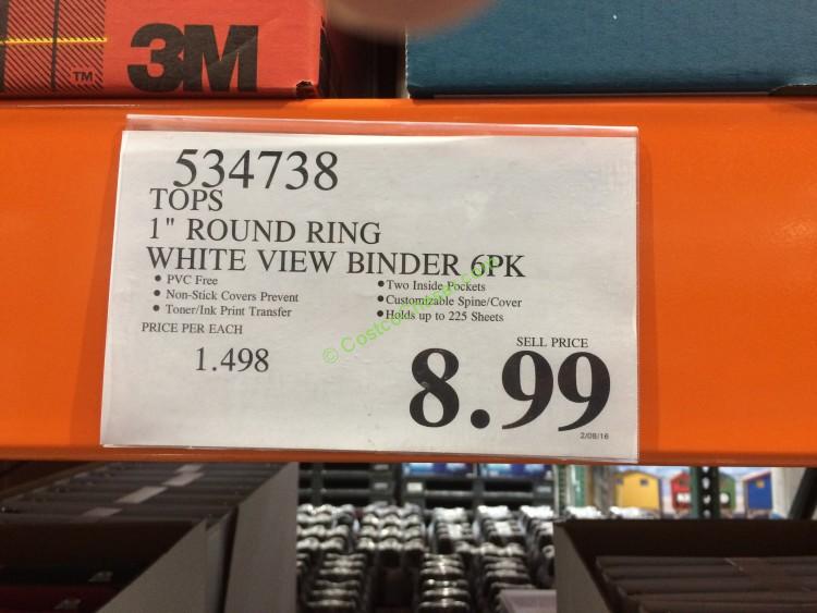 costco534738tops1roundringwhiteviewbinder6pktag CostcoChaser