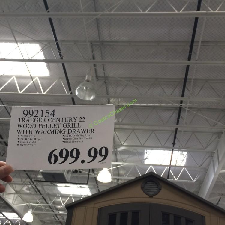 costco992154TraegerCentury22WoodPelletGrillwithWarmingDrawer