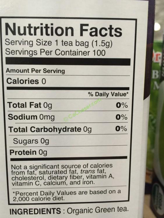 Kirkland Signature Organic Green Tea 100 Count Box CostcoChaser